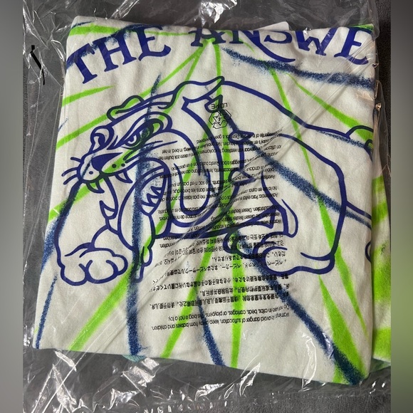 Reebok Allen Iverson Bulldog T-Shirt - Brand New White,Green & Blue - Tie Dye - Picture 3 of 8